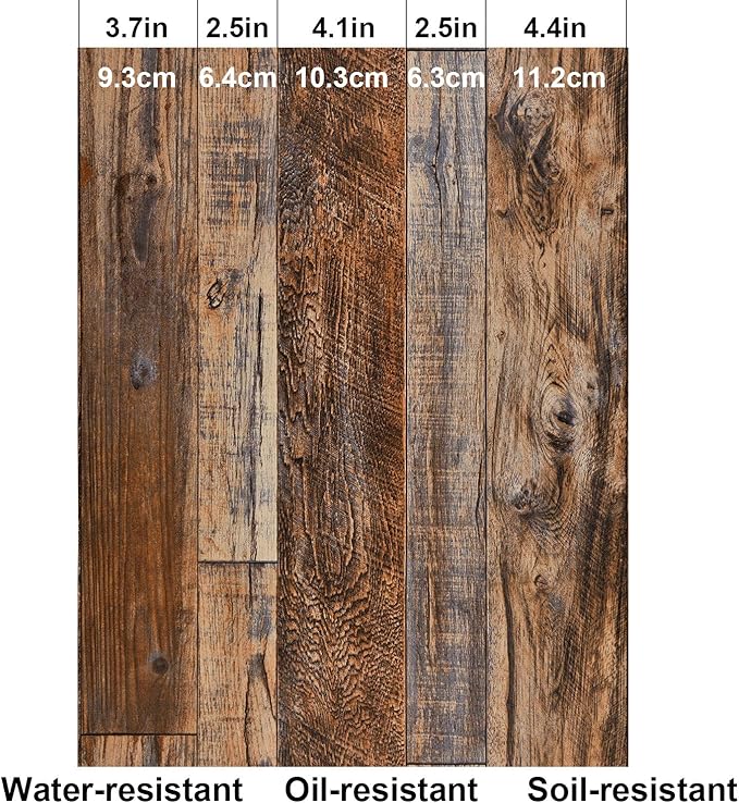 WENMER 23.6" x 118" Brown Wood Peel and Stick Wallpaper Shiplap Self Adhesive - Image 5