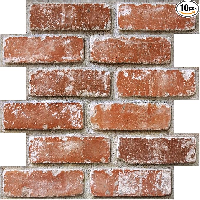 COMSTICKC 3D Faux Brick Wall Panels Peel and Stick, Small Brick Size, Thin PVC by COMSTICKCDECOR