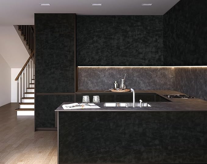 Yasinet Peel and Stick Wallpaper Black Removable Wallpaper Modern Black Contact - Image 5