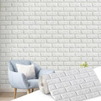 Hahafelt 1 Pcs 32 x 2.3 ft 3D Wall Panel, Faux Brick Wall Panel White Peel and by Hahafelt