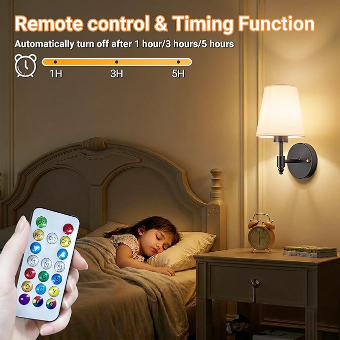 Battery Operated Wall Sconces Set Of Two, Wireless Battery Wall Light - Image 7