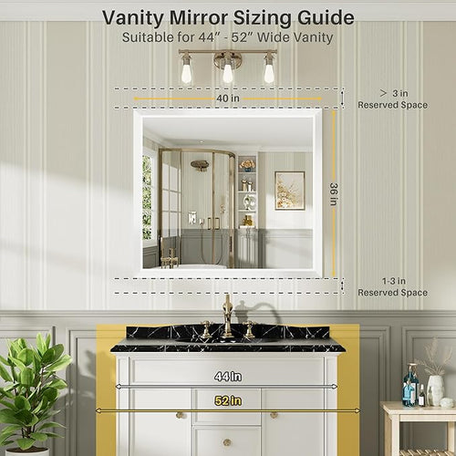 40x36 Inch White Bathroom Mirror - Image 2
