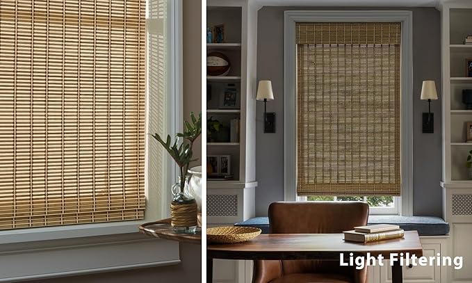 LazBlinds No Tools No Drill Cordless Bamboo Roman Shades, Light Filtering - Image 5