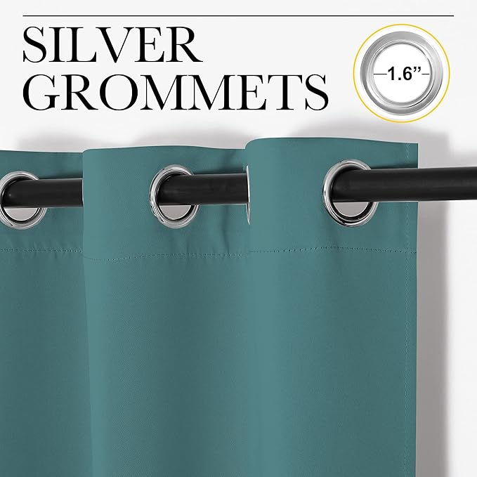 NICETOWN Sea Teal Blackout Curtains 78 inches Length - Image 2