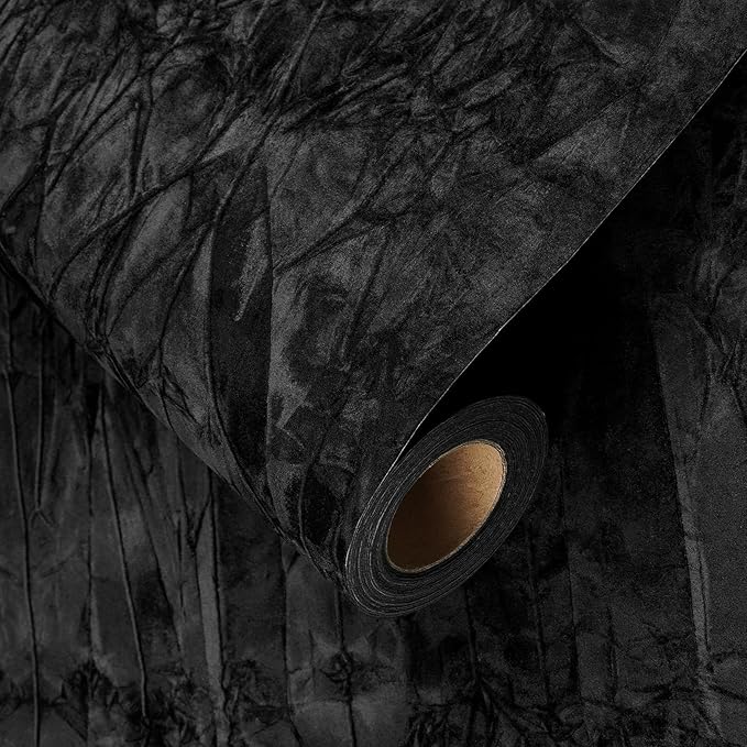 YENHOME 17.7"X200" Black Wallpaper Peel and Stick Black Felt Fabric Self - Image 7