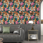 BOKEBEVE Extra Long Tiger Stick and Peel Wallpaper Vintage Floral Contact Paper - Image 3