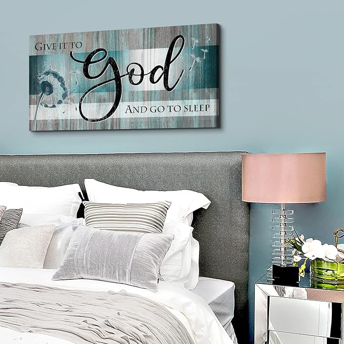 Christian Wall Decor Bible Verse Wall Art Give It to God and Go to Sleep - Image 6