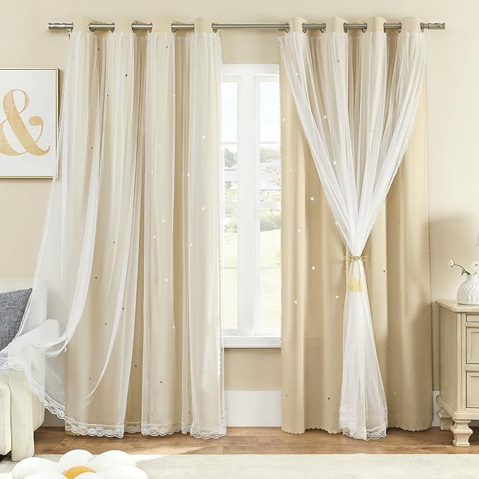 XiDi Curtains for Bedroom Decor Beige52/63/1 by Addsomecolortolife