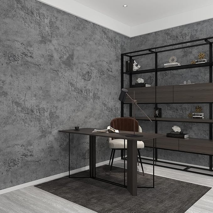 3yecao 48"×197" Extra Wide Thick Dark Blue Grey Concrete Wallpaper Peel and - Image 5
