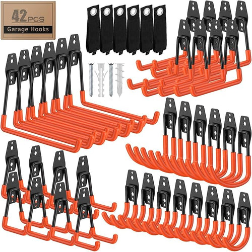 42 Pack Garage Hooks with Anti-Slip Coating Heavy Duty Wall Mount Hooks by Unknown