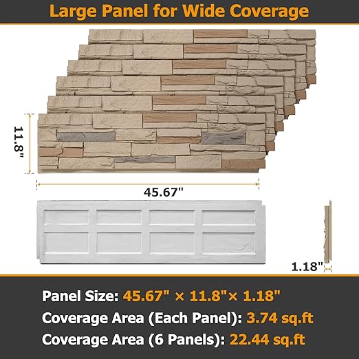 ROOMTEC 6-Packs Faux Stone Wall Covering Panels - Image 2