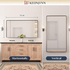 Keonjinn Black Bathroom Mirror, 55” x 30” Rounded Rectangle Sandblasted Finish - Image 8
