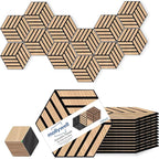 Mollywell Acoustic Panels, PVC Wood-Grain, 14x12 Inch Hexagon Carved Sound by Mollywell