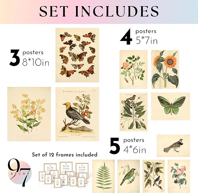 97 Decor FRAMED Vintage Botanical Prints Wall Art - Image 2