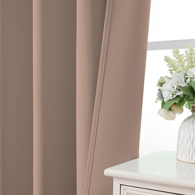 CUCRAF Khaki Blackout Curtains 63 inch Length 2 Panels Set, Rod Pocket Room - Image 6