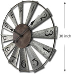 Mrocioa 30inch Windmill Distressed Metal Wall Clocks Rustic Large Decorative - Image 2