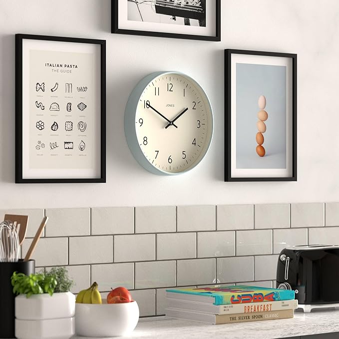 JONES CLOCKS® Studio wall Clock | Modern Round Style | 12 inch | Pale Blue | - Image 5