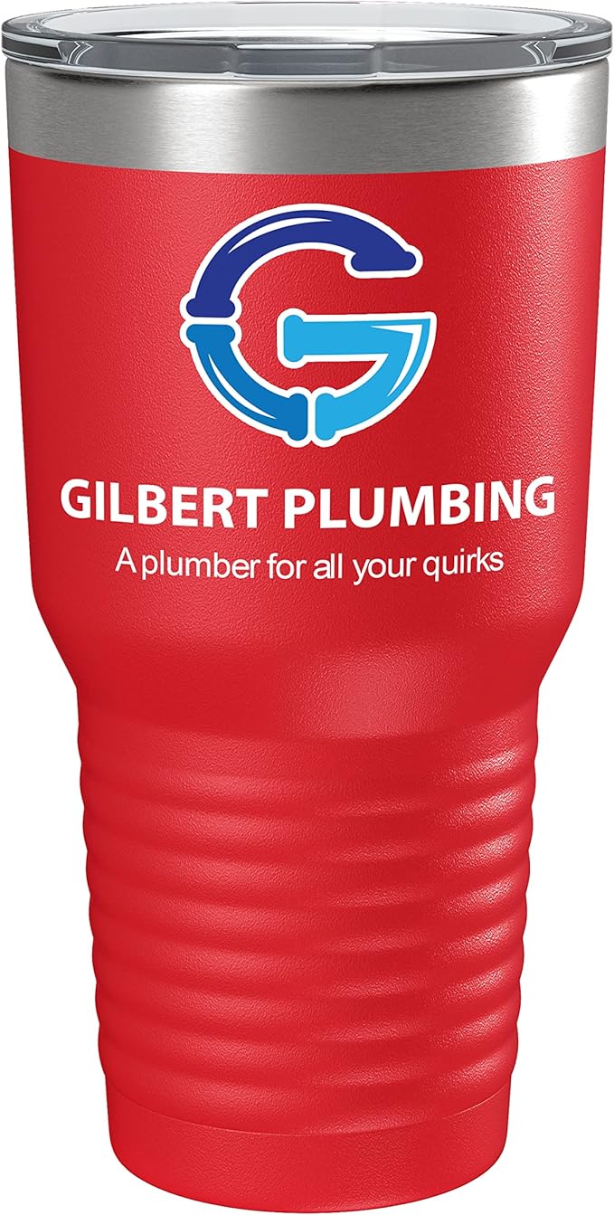 Personalized 30oz (17 Colors) Printed Insulated Stainless Steel Powder Coated Tumbler with Lid - Custom Bulk Promotional Items with your Logo - Bulk Company Small Business Party Favors (Red)