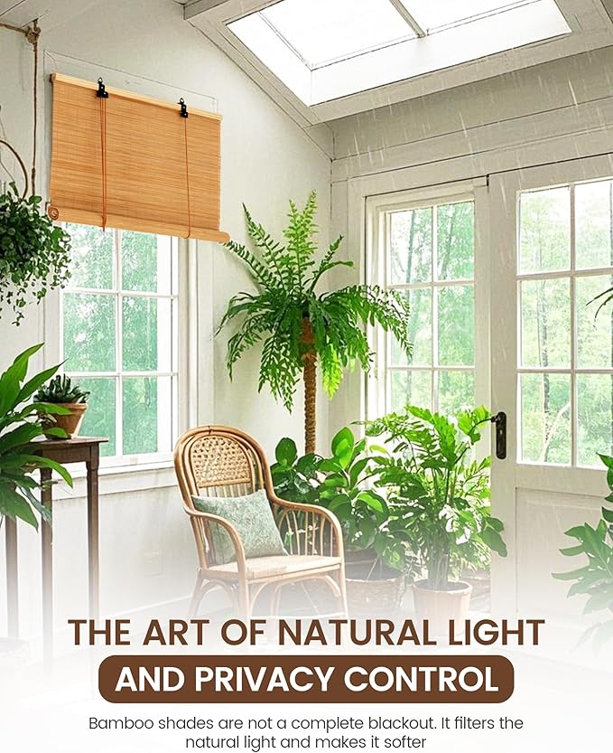 30" Wx72 H Bamboo Blinds Roller Shades - Image 7