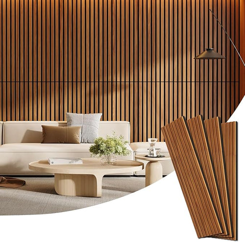 4 Pack Wood Panels for Wall, 47.24" x 12.79" Acoustic Wood Slat Wall Panel for by Vellorise