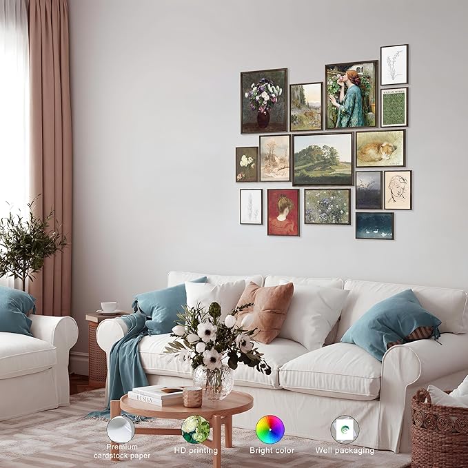 LANCHI95 15PCS Vintage Wall Art Decor, French Country Gallery Wall Prints - Image 4