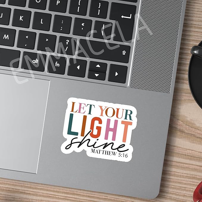 (3 Pack) Christian Stickers - Let Your Light Shine Matthew 5:16 - Bible Verse Waterproof Vinyl Decals for Tumblers, Laptops, Water Bottles, Scrapbooks – 3" x 2.3"