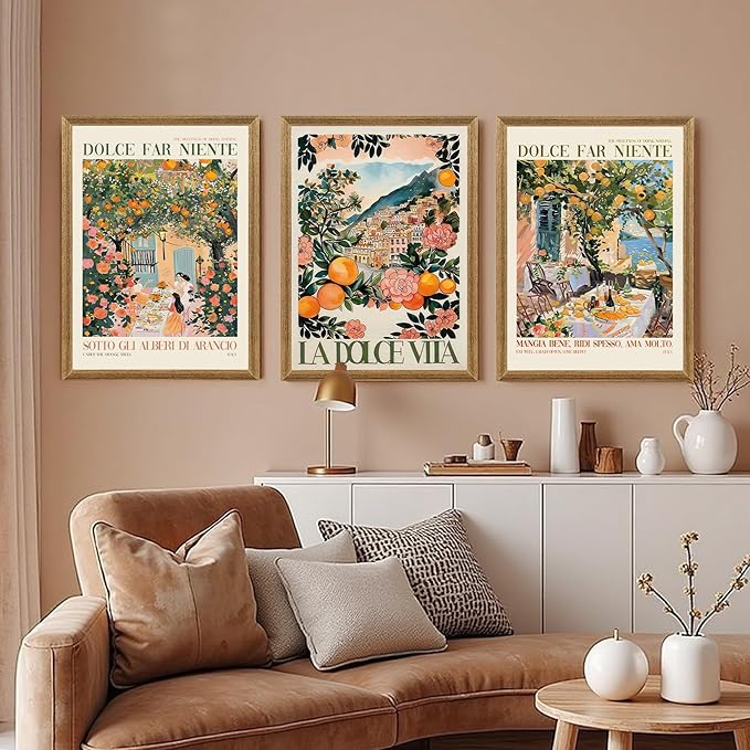 SYWENNOI 3 Pieces Wood Framed Italy Scenes Canvas Wall Art, Tuscan Wall Decor - Image 2