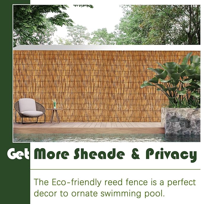 Barydat 2 Pcs 4 x 16.4 ft Reed Fence Roll, 85% Shade Bamboo Privacy Screen - Image 7