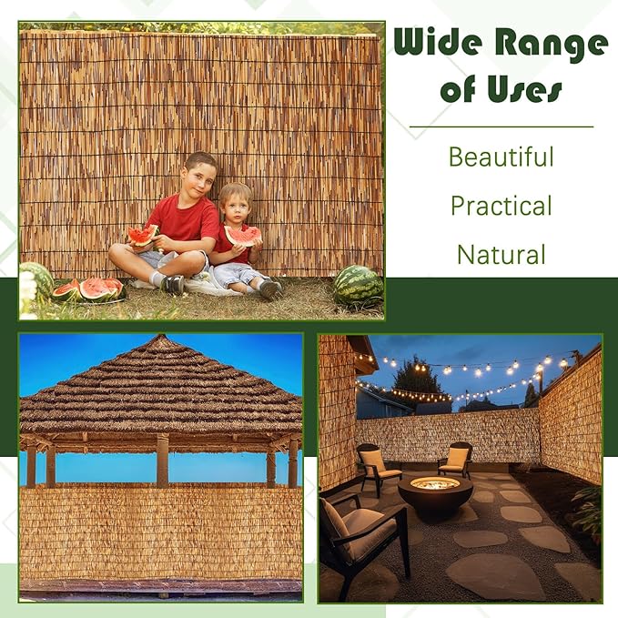 Barydat 1 Pcs 3 x 30 ft Reed Fence Roll, 85% Shade Bamboo Privacy Screen - Image 6