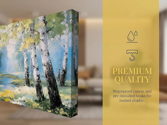 Ardemy Birch Forest Stream Canvas Wall Art, Calming Nature Scenery - Image 7