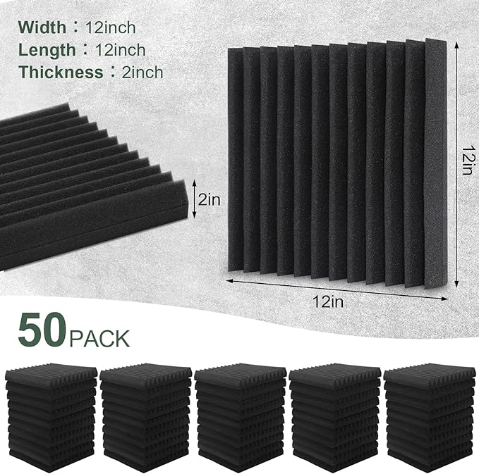 50 Pack Acoustic Foam Panels, Soundproof Wedges Panels - Image 2
