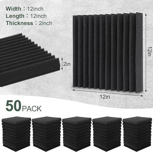 50 Pack Acoustic Foam Panels, Soundproof Wedges Panels - Image 2