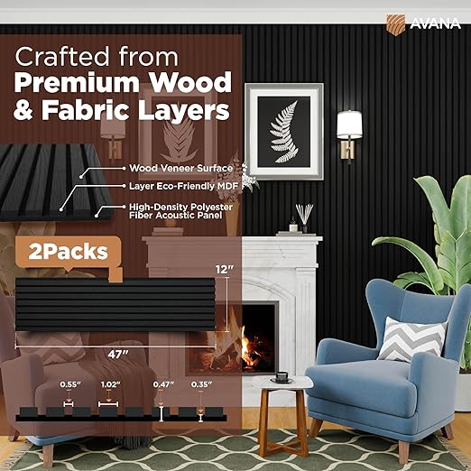 Avana Acoustic Wood Wall Panels – 47.2 X 12.6 Inch Black Oak Acoustic Panels 1 - Image 4