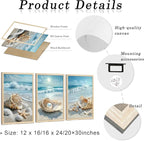 SYWENNOI 3 Piece Wood Framed Beach Wall Art, Sandy Shore, Pearl in Shell - Image 6