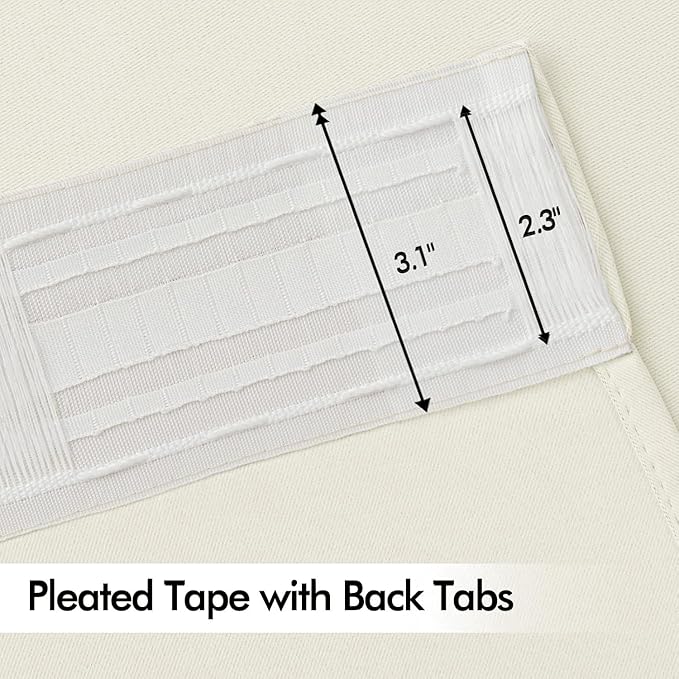 MIULEE Cream Back Tab Blackout Curtains 90 Inches Long 2 Panels Set - Image 4