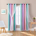XiDi Curtains for Bedroom Kids Rainbow Pink Purple Green Curtains for Girls by Addsomecolortolife