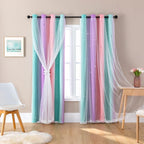 XiDi Curtains for Bedroom Kids Rainbow Pink Purple Green Curtains for Girls by Addsomecolortolife