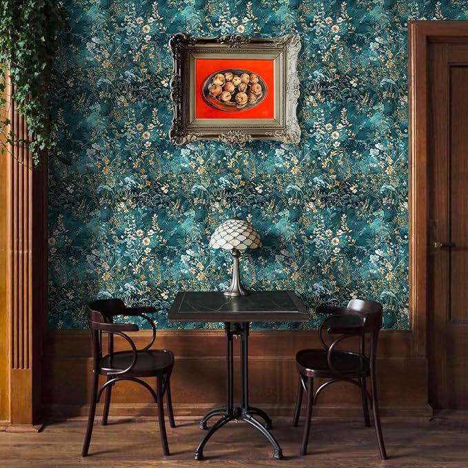 Floral Peel and Stick Wallpaper Green Flower Contact Paper 17.3inch x 118.1inch - Image 5