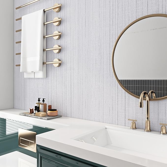 Livelynine 15.8x197 Peel and Stick Grasscloth Wallpaper White Textured Wall - Image 2