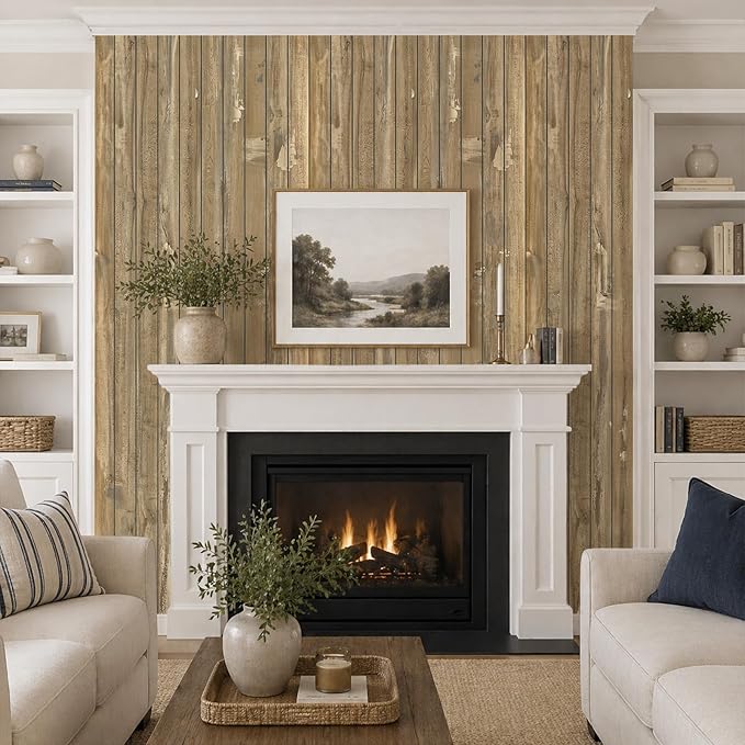 VEELIKE Weathered Wood Wall Panels Peel and Stick Distressed Wood Grain Slat - Image 4