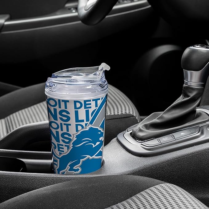 NFL Football 24oz Acrylic Tumbler with Hinged Lid, Officially Licensed Double Wall Tumbler for NFL Fans