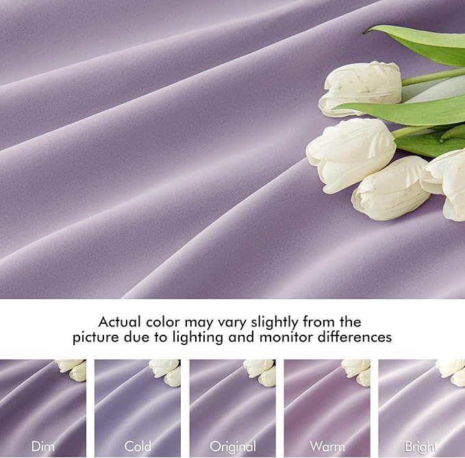 MIULEE Lilac Back Tab Blackout Curtains 63 Inch Length 2 Panels Set - Image 8