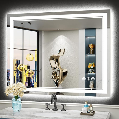 44x36 LED Bathroom Mirror with Lights, Backlit and Front Lit Anti-Fog Lighted by Awandee