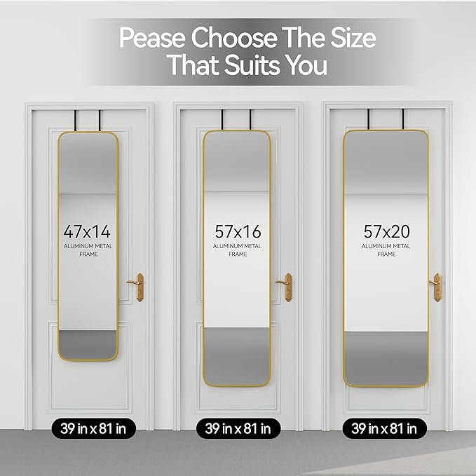 SCWF-GZ 47x14 Mirror Rectangle Full Body Length Door Hanging Wall Mounted - Image 7