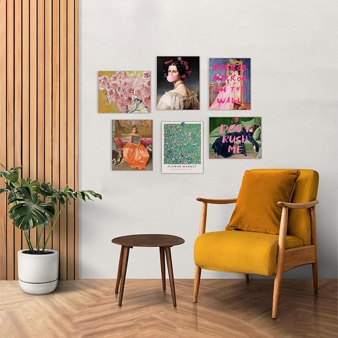 Eclectic Wall Decor Set Of 6, Vintage Eclectic Wall Art Prints, Trendy Colorful - Image 4