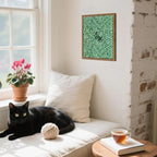 Framed Floral Black Cat Canvas Wall Art, Cute Black Cat in Daisy Field Painting - Image 7