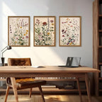 WRFON Botanical and Flower Canvas Wall Art, Framed Wildflower Wall Art Set of 3 - Image 3
