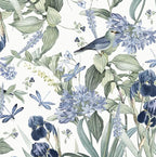 Floral Wallpaper Peel and Stick Blue Flower Contact Paper 16.9inch x 393.7inch by lenify