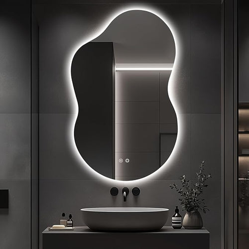 48"x30" Irregular LED Lighted Vanity Mirror by Unknown