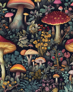 BOKEBEVE Mushroom Wallpaper Peel and Stick Floral Contact Paper Vintage Leaf by BOKEBEVE